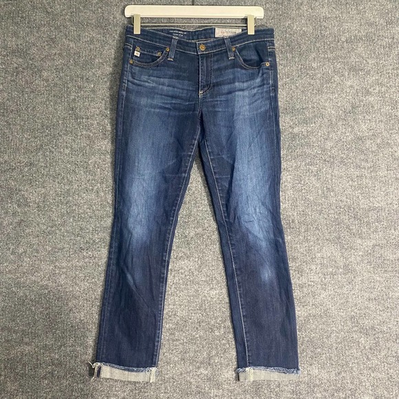 AG Adriano Goldschmied Jeans 27 Blue Denim Stilt Roll Up Cigarette Mid Rise - Picture 2 of 10